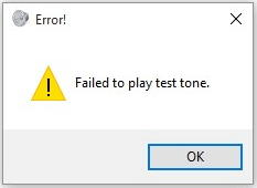 failed to play test tone